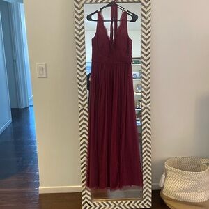 BHLDN Anthropologie Hitherto Fleur Wine Bridesmaids Wedding Guest Dress Size 4